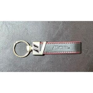 IMSA Leather Keychain Black Red Stitching Racing Automotive Key Ring Accessory
